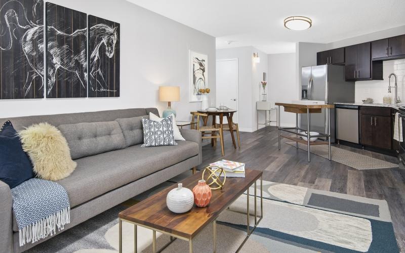living room open to kitchen
